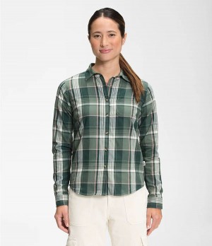Dámské Košile The North Face Berkeley Long Sleeve Girlfriend Tmavě Zelene | QNDWXLJ-36