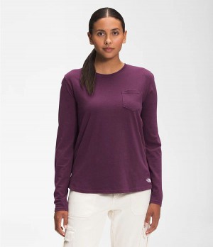 Dámské T-Shirts The North Face Long Sleeve Woodmont Pocket Fialové | MISTWLX-30
