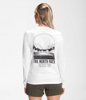 Dámské T-Shirts The North Face Long Sleeve Mountain Peace Bílé | IVQCSRT-61