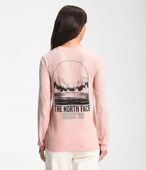 Dámské T-Shirts The North Face Long Sleeve Mountain Peace Růžové | YPLGSOJ-17