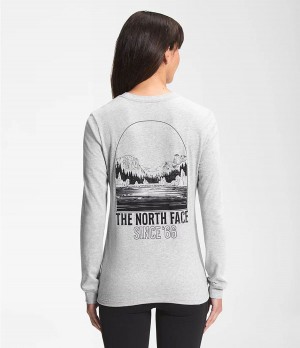 Dámské T-Shirts The North Face Long Sleeve Mountain Peace Světle Šedé | VMIBJED-91