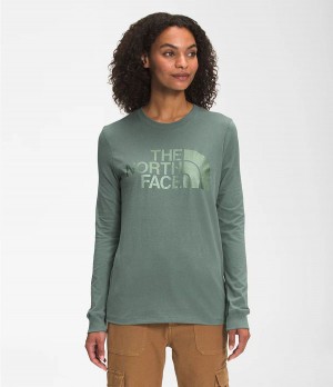 Dámské T-Shirts The North Face Long Sleeve Half Dome Zelene | JEBGSNT-63