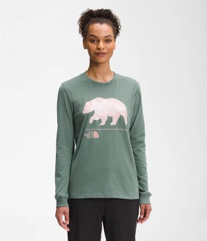 Dámské T-Shirts The North Face Long Sleeve Bearscape 2.0 Zelene | ZPTQYUC-08