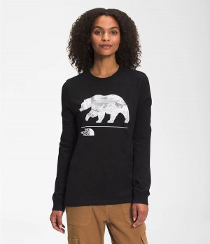 Dámské T-Shirts The North Face Long Sleeve Bearscape 2.0 Černé | XNRBEQM-50