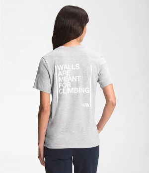 Dámské T-Shirts The North Face Short Sleeve Walls Světle Šedé | EIQUYTF-94