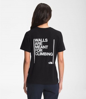 Dámské T-Shirts The North Face Short Sleeve Walls Černé | BZPHLQC-15