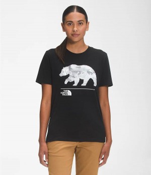 Dámské T-Shirts The North Face Short Sleeve Bearscape 2.0 Černé | TWXBKZS-54