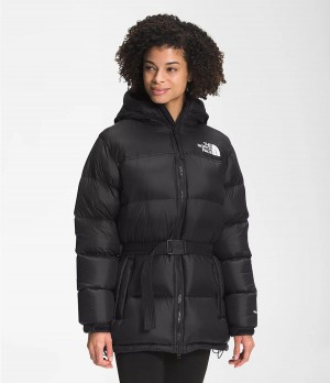Dámské Zateplené Bundy The North Face Nuptse Belted Mid Černé | LMZXGVA-27