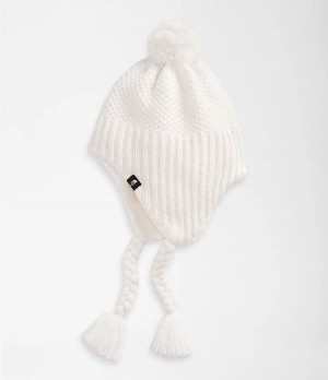 Dětské Beanies The North Face Purrl Stitch Earflap Bílé | PLMQBVW-65