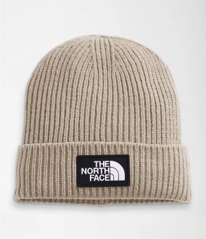 Pánské Beanies The North Face Tnf Logo Box Cuffed Béžový | HQOEYKB-52