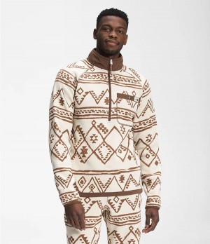 Pánské Mikiny The North Face Printed Gordon Lyons ¼ Zip Bílé | SZUHAFW-29