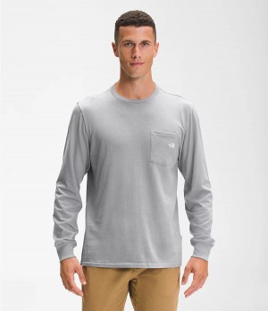 Pánské T-Shirts The North Face Long Sleeve Woodmont Pocket Šedé | FPGCYVA-89