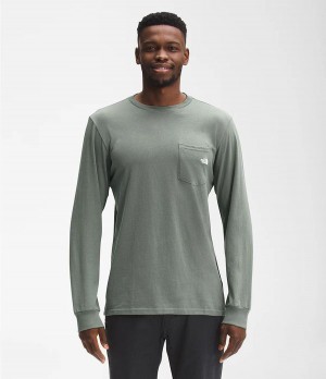 Pánské T-Shirts The North Face Long Sleeve Woodmont Pocket Zelene | HAKXGQP-30