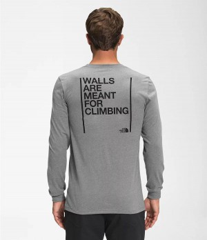 Pánské T-Shirts The North Face Long Sleeve Walls Šedé | LGCRDJS-83