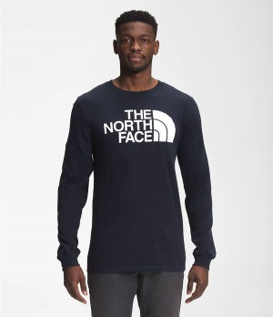 Pánské T-Shirts The North Face Long Sleeve Half Dome Tmavě Blankyt | PIBRQVW-94