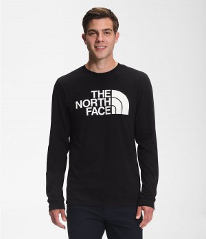 Pánské T-Shirts The North Face Long Sleeve Half Dome Černé | FKRWSPJ-84