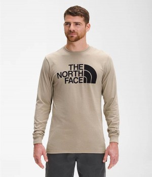 Pánské T-Shirts The North Face Long Sleeve Half Dome Béžový | CZNYMHT-10
