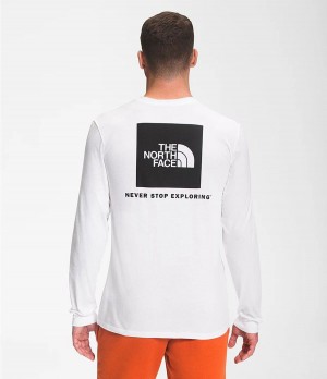 Pánské T-Shirts The North Face Long Sleeve Box Nse Bílé | KANSYEJ-93