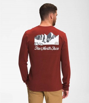 Pánské T-Shirts The North Face Mountain Scene Long Sleeve Červené | JHPAEZR-35
