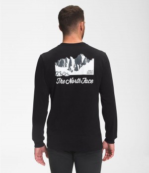 Pánské T-Shirts The North Face Mountain Scene Long Sleeve Černé | HEWBPLG-92