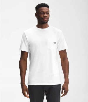Pánské T-Shirts The North Face Short Sleeve Woodmont Pocket Bílé | VIZXARW-79