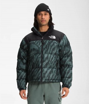 Pánské Zateplené Bundy The North Face Printed 1996 Retro Nuptse Zelene | ABKTSUJ-04