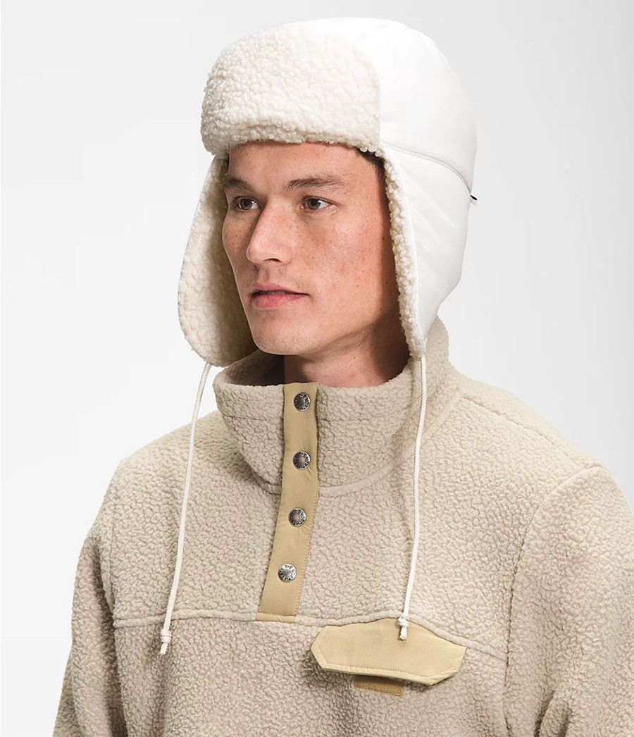 Dámské Beanies The North Face Recycled Ridge Fleece Trapper Bílé | CBJQMGN-31