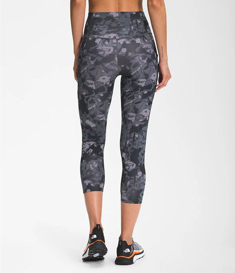 Dámské Kalhoty The North Face Printed Motivation High-Rise Pocket Crop Šedé | KMDJEAY-78