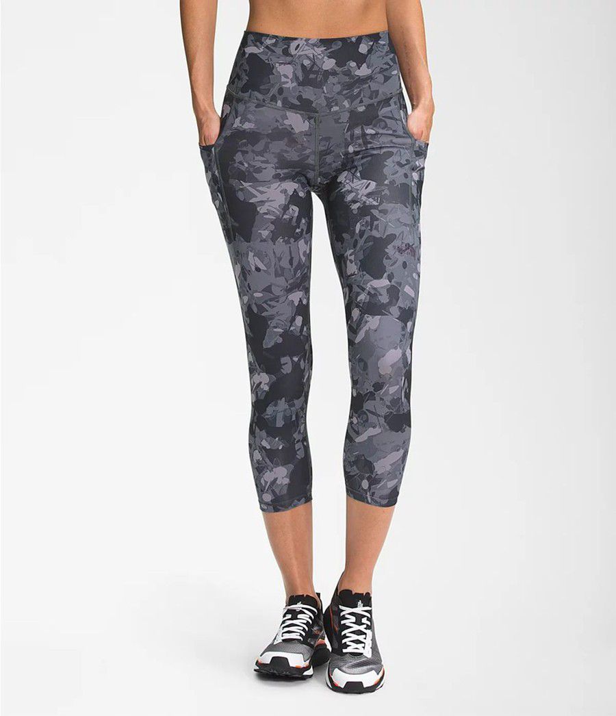 Dámské Kalhoty The North Face Printed Motivation High-Rise Pocket Crop Šedé | KMDJEAY-78