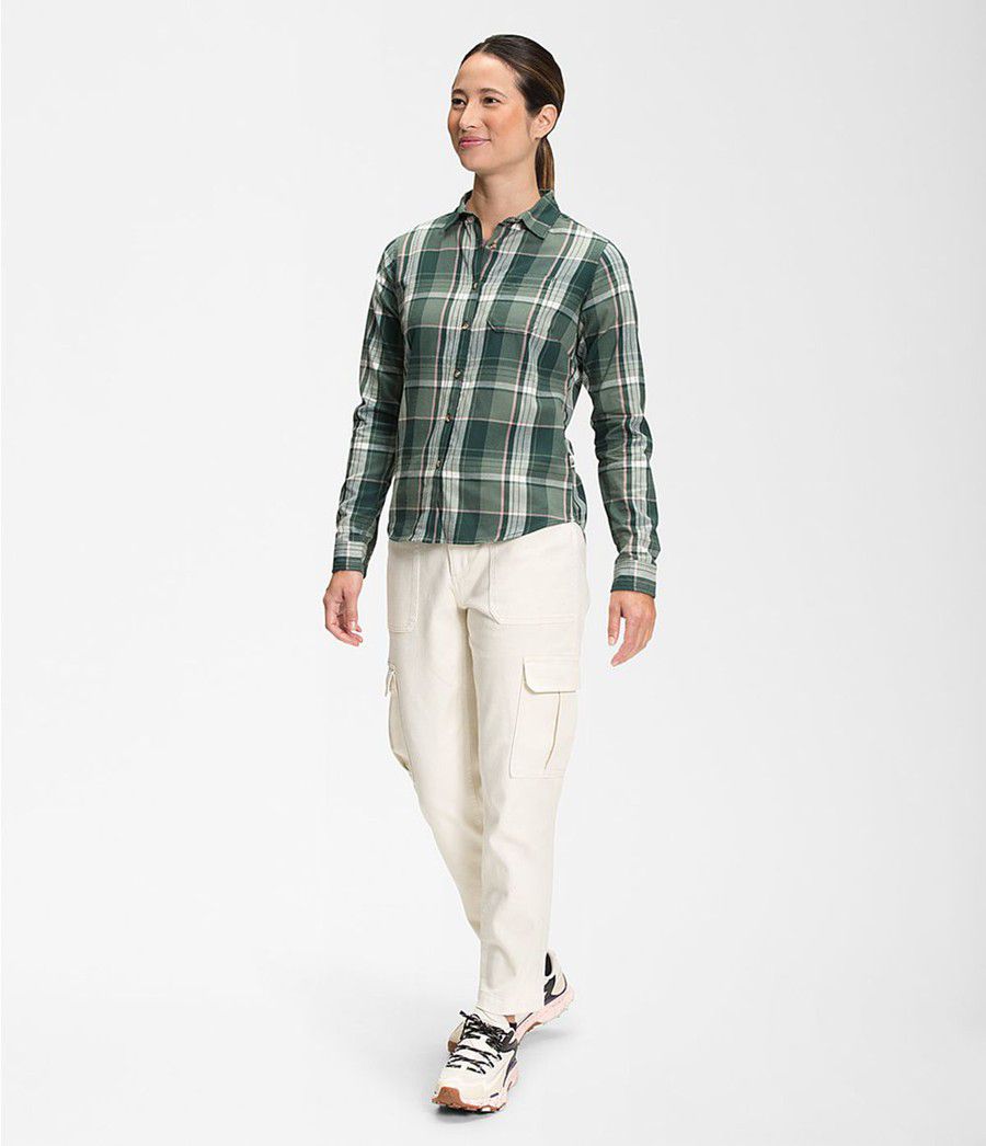 Dámské Košile The North Face Berkeley Long Sleeve Girlfriend Tmavě Zelene | QNDWXLJ-36