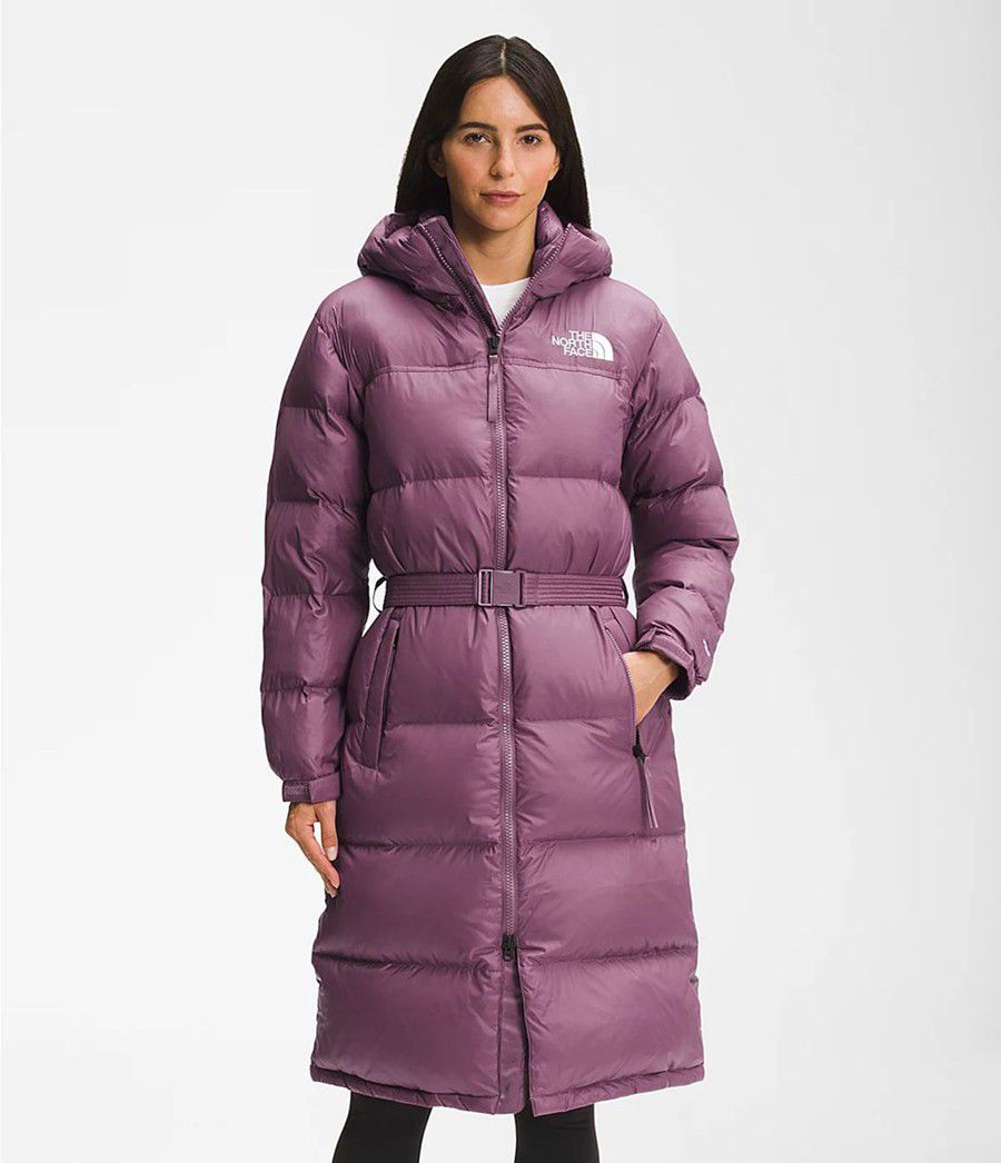Dámské Parkas The North Face Nuptse Belted Long Fialové | WZJUPCA-41