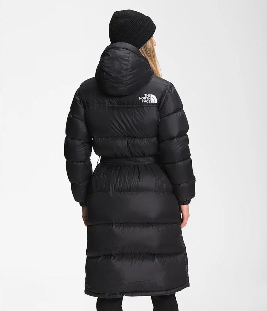 Dámské Parkas The North Face Nuptse Belted Long Černé | BZKREXN-13