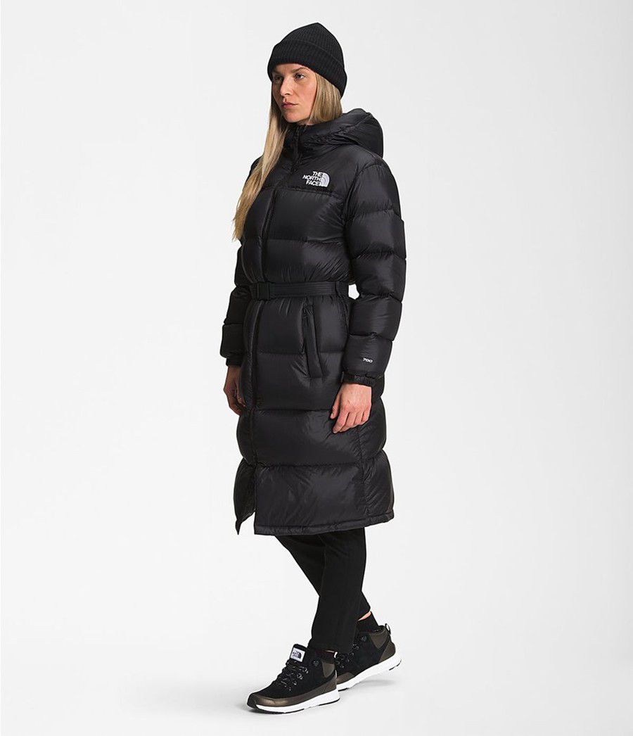 Dámské Parkas The North Face Nuptse Belted Long Černé | BZKREXN-13