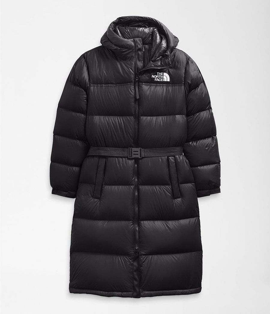 Dámské Parkas The North Face Nuptse Belted Long Černé | BZKREXN-13
