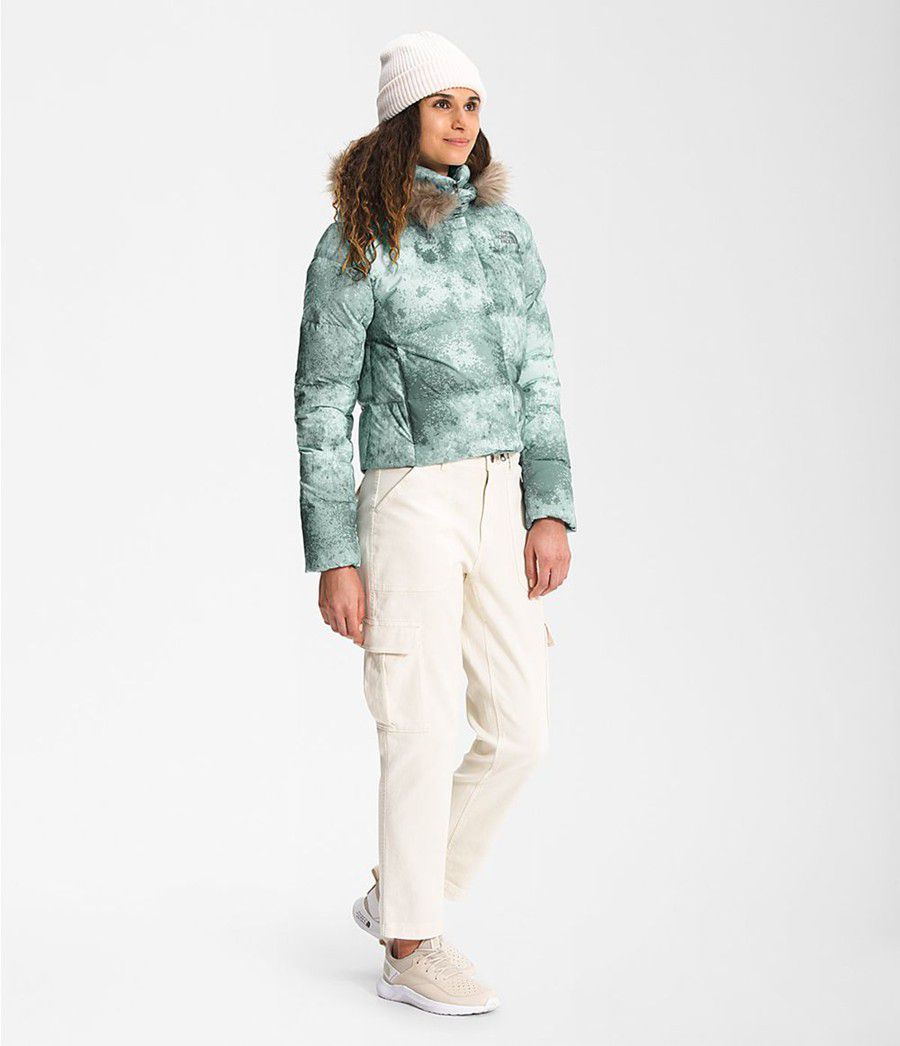 Dámské Péřové Bundy The North Face Printed New Dealio Short Zelene | YLIKCFM-28