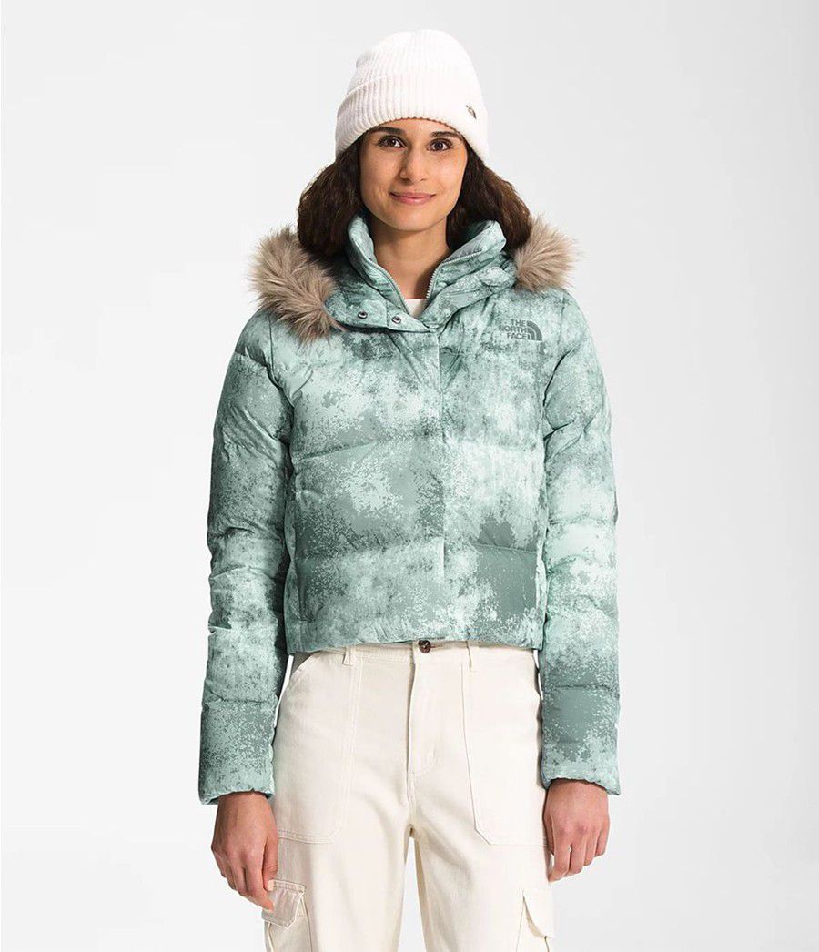 Dámské Péřové Bundy The North Face Printed New Dealio Short Zelene | YLIKCFM-28