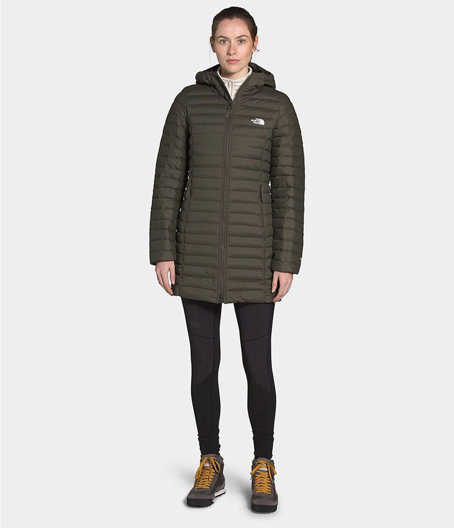 Dámské Péřové Bundy The North Face Stretch Olivy Zelené | ZCGVOMD-25
