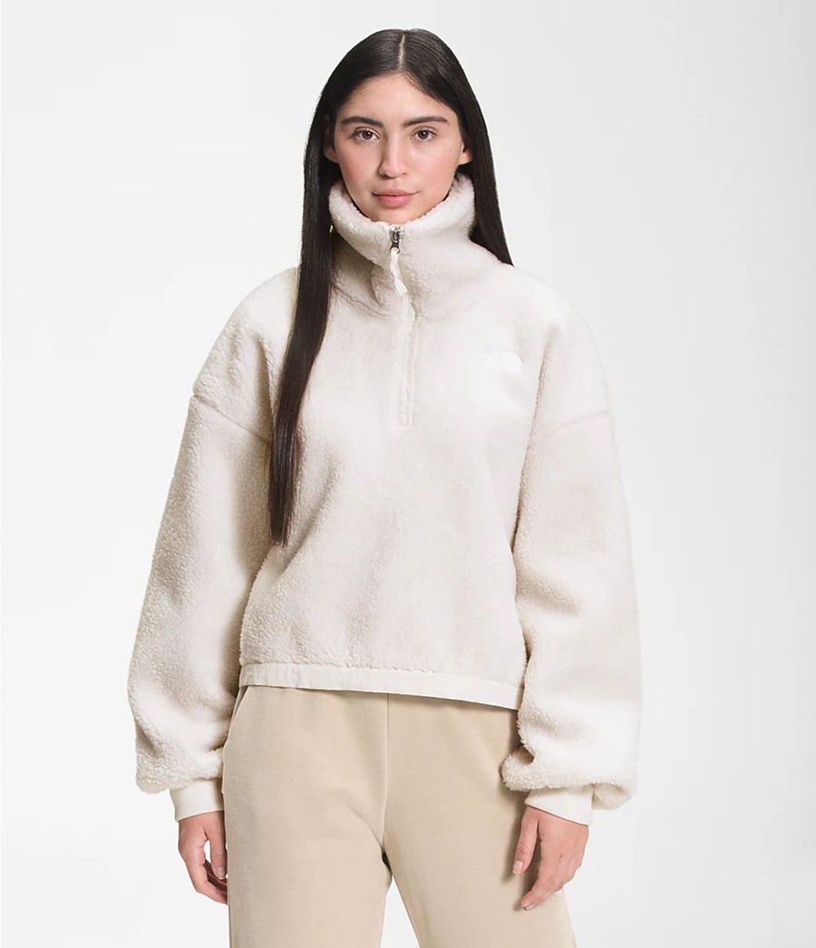 Dámské Softshellová Bunda The North Face Platte Sherpa ¼ Zip Bílé | TAGUWCV-42