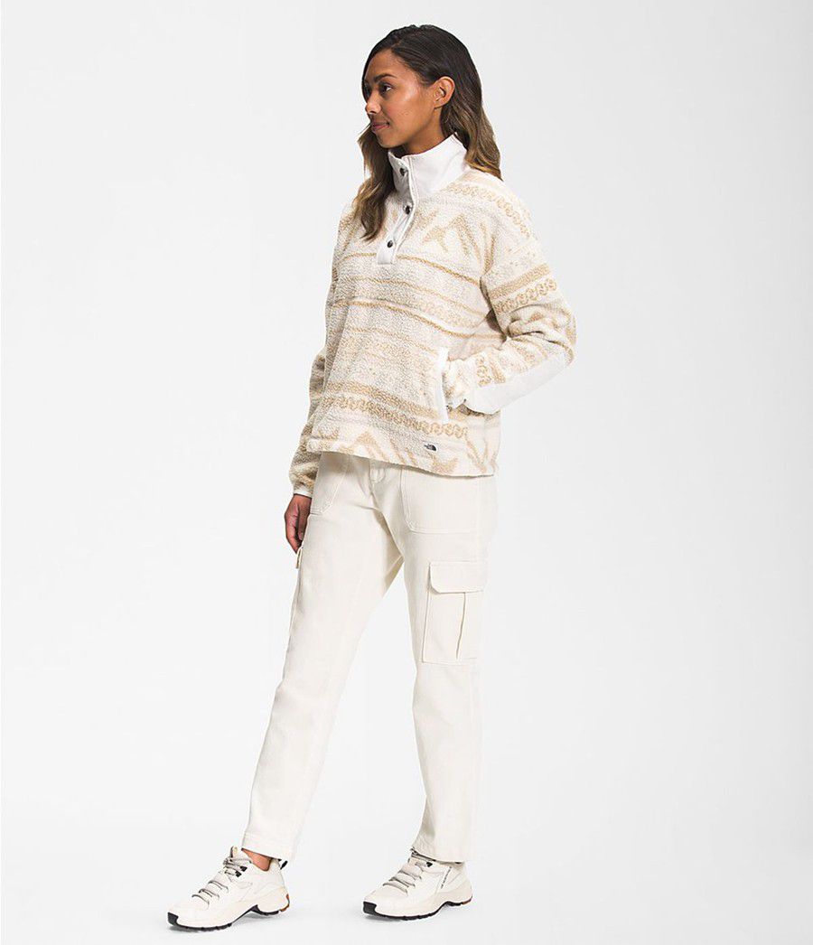 Dámské Softshellová Bunda The North Face Printed Cragmont Fleece ¼ Snap Béžový | XVFGYZS-98