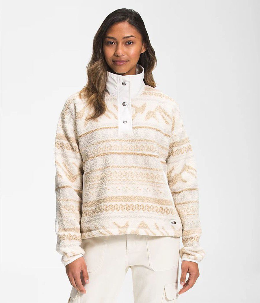 Dámské Softshellová Bunda The North Face Printed Cragmont Fleece ¼ Snap Béžový | XVFGYZS-98