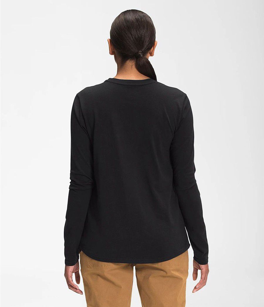 Dámské T-Shirts The North Face Long Sleeve Woodmont Pocket Černé | CSXKRBG-17