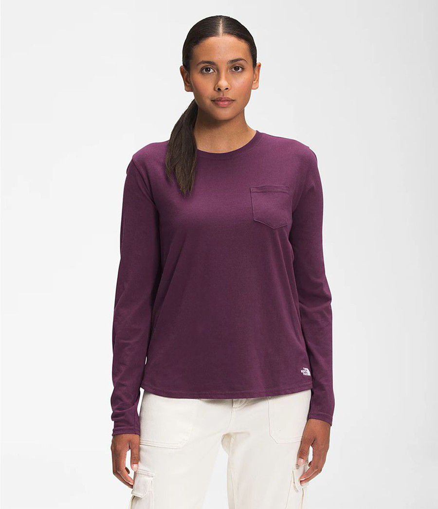Dámské T-Shirts The North Face Long Sleeve Woodmont Pocket Fialové | MISTWLX-30