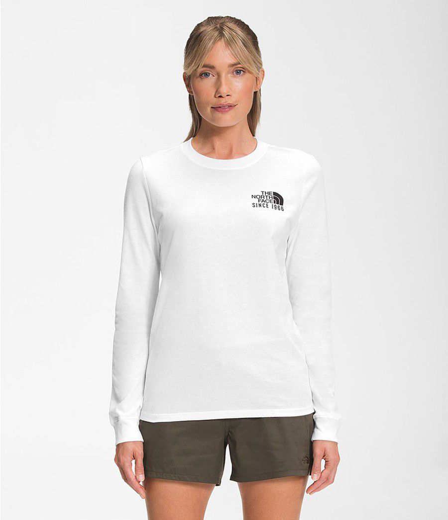 Dámské T-Shirts The North Face Long Sleeve Mountain Peace Bílé | IVQCSRT-61