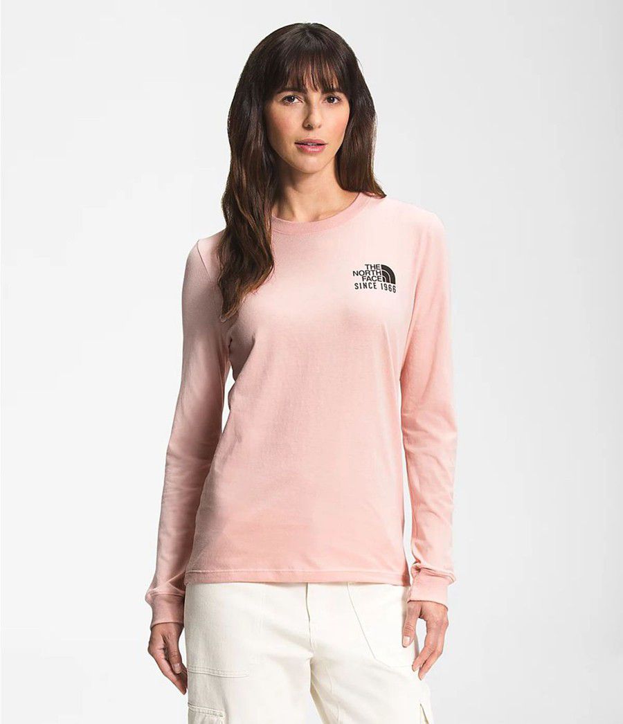 Dámské T-Shirts The North Face Long Sleeve Mountain Peace Růžové | YPLGSOJ-17