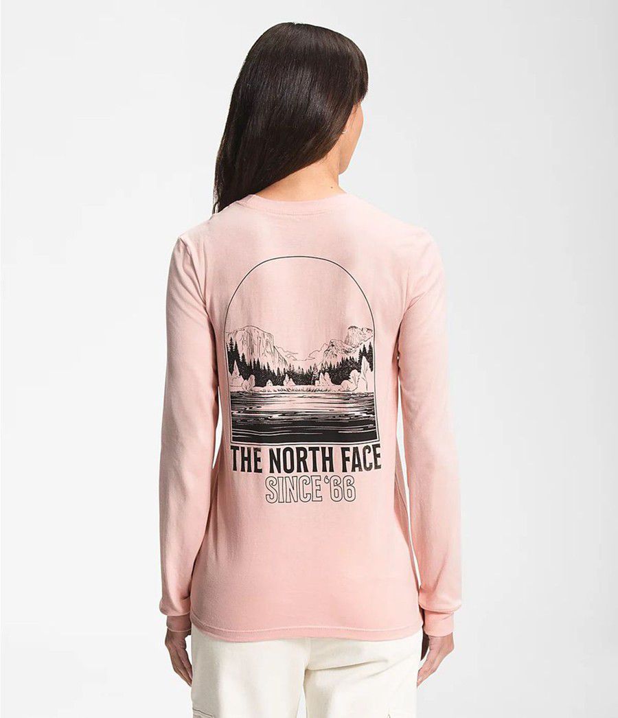 Dámské T-Shirts The North Face Long Sleeve Mountain Peace Růžové | YPLGSOJ-17