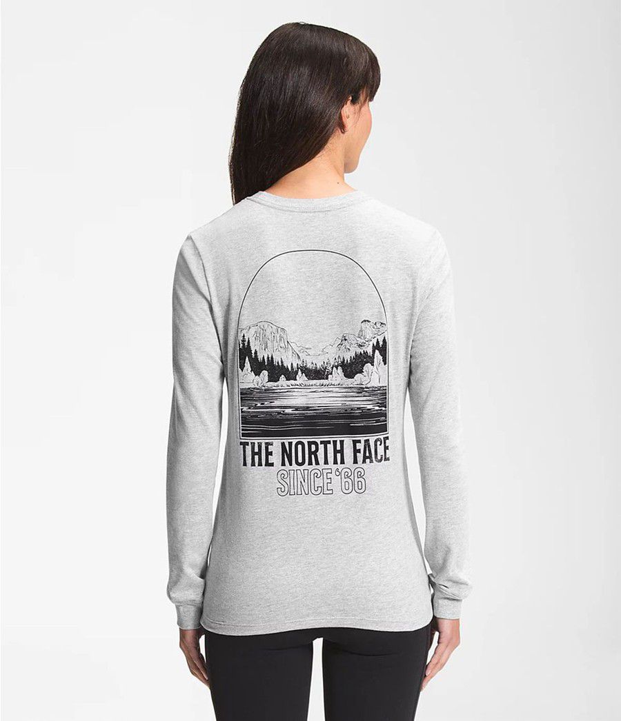 Dámské T-Shirts The North Face Long Sleeve Mountain Peace Světle Šedé | VMIBJED-91