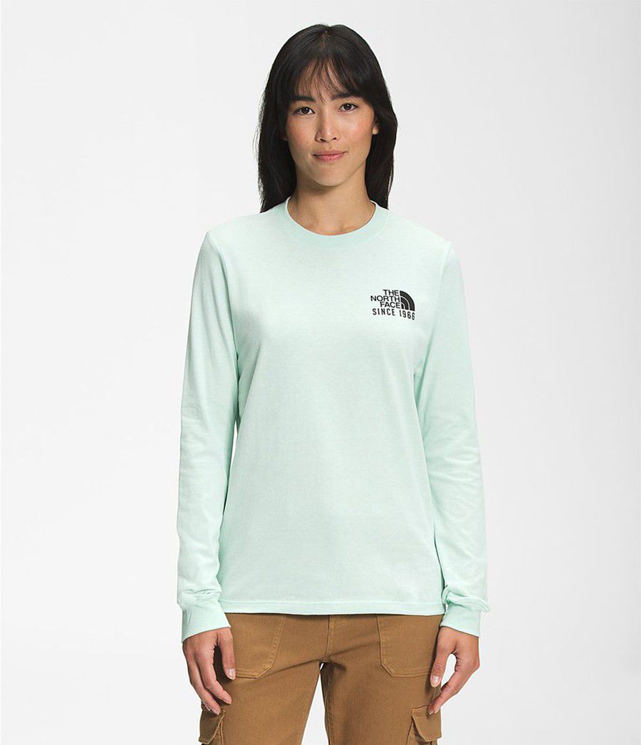 Dámské T-Shirts The North Face Long Sleeve Mountain Peace Tyrkysové | ZVIYMUS-15