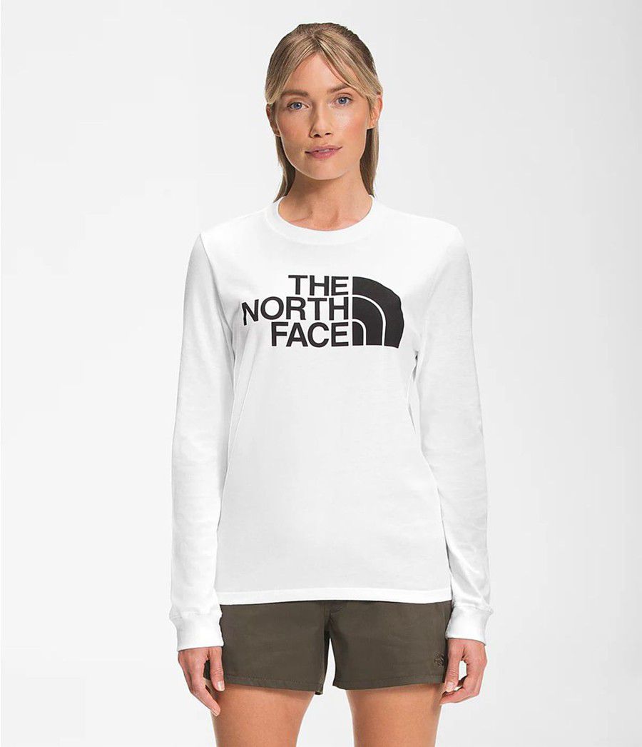 Dámské T-Shirts The North Face Long Sleeve Half Dome Bílé | QJVCWGL-45