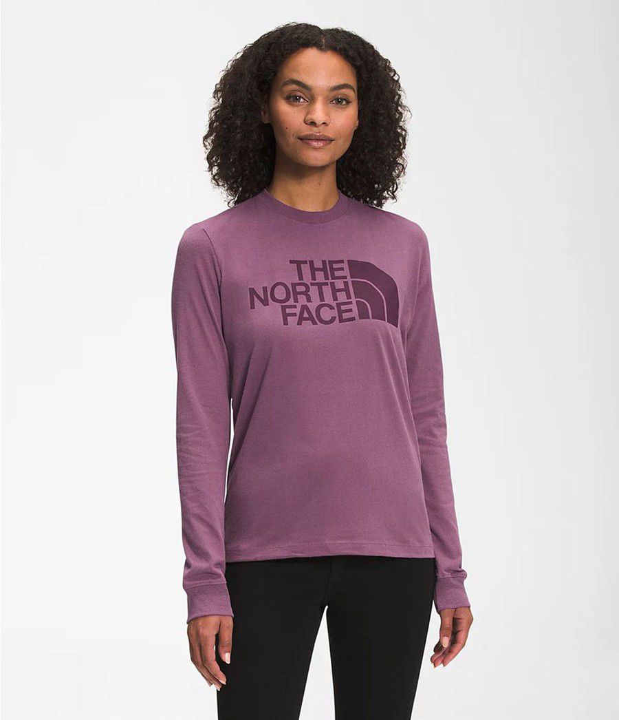 Dámské T-Shirts The North Face Long Sleeve Half Dome Fialové | ZQDPIOL-10