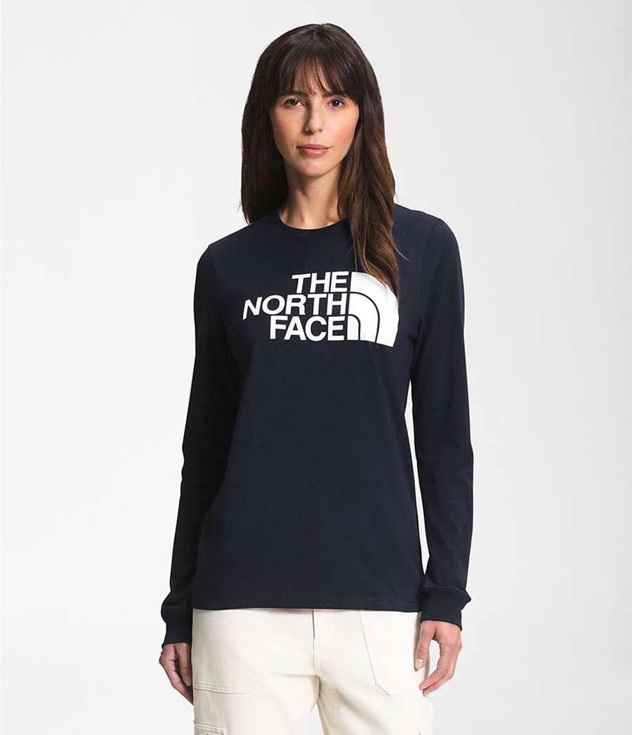 Dámské T-Shirts The North Face Long Sleeve Half Dome Tmavě Blankyt | ALITBMR-78